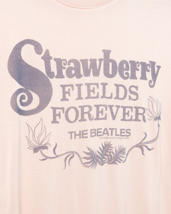 Junk Food Clothing Women's The Beatles Strawberry Fields Forever Script Vintage Tissue Tee Bare