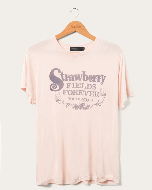 junk food clothing Women's The Beatles Strawberry Fields Forever Script Vintage Tissue Tee Bare