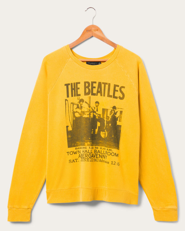 junk food clothing Women's The Beatles Vintage Raglan Pullover Honey Gold