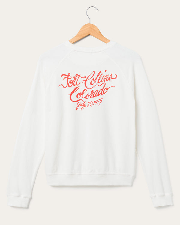 Junk Food Clothing Women's The Rolling Stones Fort Collins Colorado Fleece Raglan Vintage White