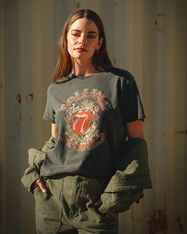 Junk Food Clothing Women's The Rolling Stones Tattoo You Vintage Tee Vintage Black