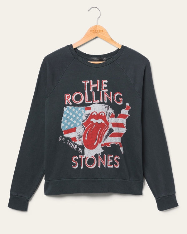 junk food clothing Women's The Rolling Stones US Tour '81 Fleece Raglan Vintage Black
