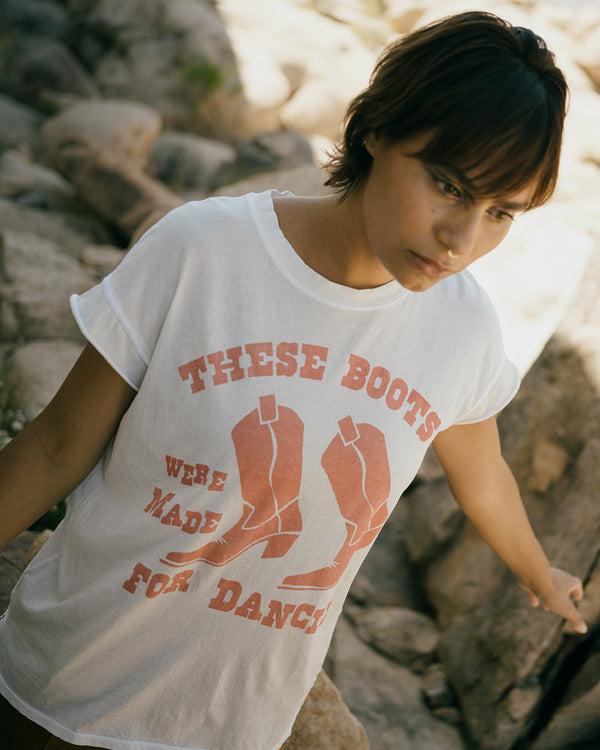 Junk Food Clothing Women's These Boots Were Made For Dancin Easy Tee Vintage White