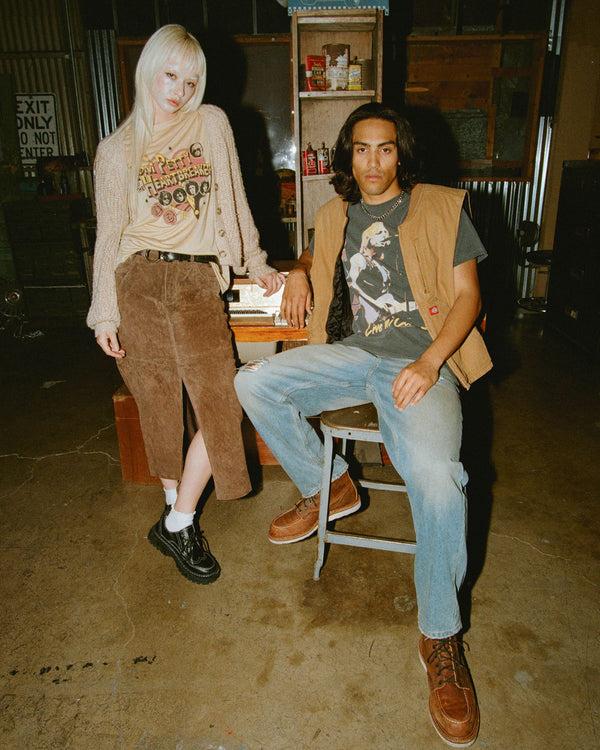 Junk Food Clothing Women's Tom Petty And The Heartbreakers Vintage Tissue Tee Camel