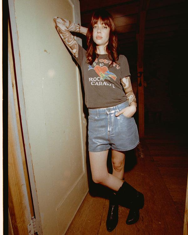 Junk Food Clothing Women's Tom Petty Rock N Roll Caravan Original Tee Vintage Black