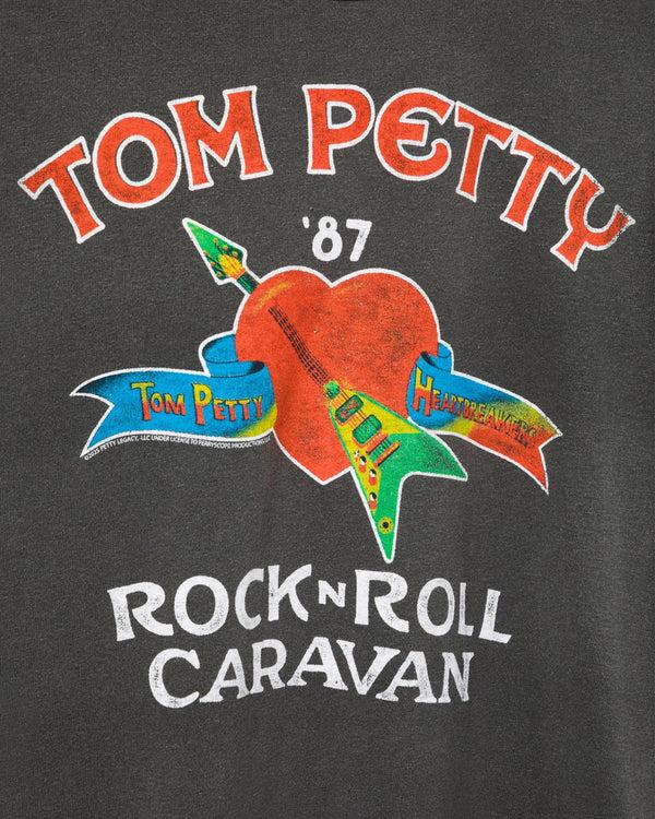 Junk Food Clothing Women's Tom Petty Rock N Roll Caravan Original Tee Vintage Black