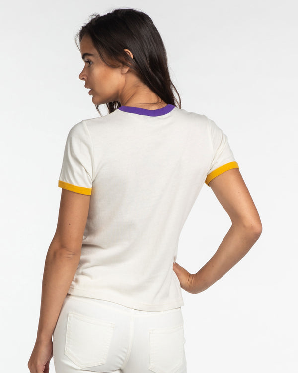 Junk Food Clothing Women's Vikings Retro Ringer Tee VINTAGE WHITE