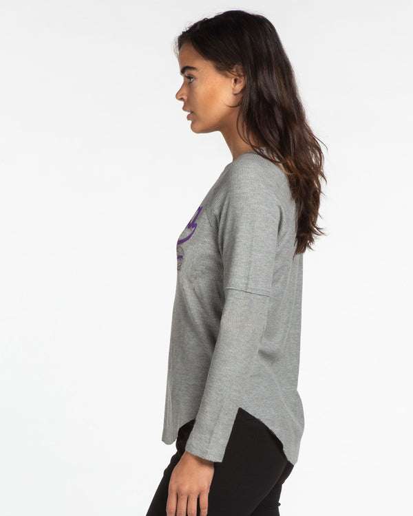 Junk Food Clothing Women's Vikings Super Soft Thermal HEATHER GREY