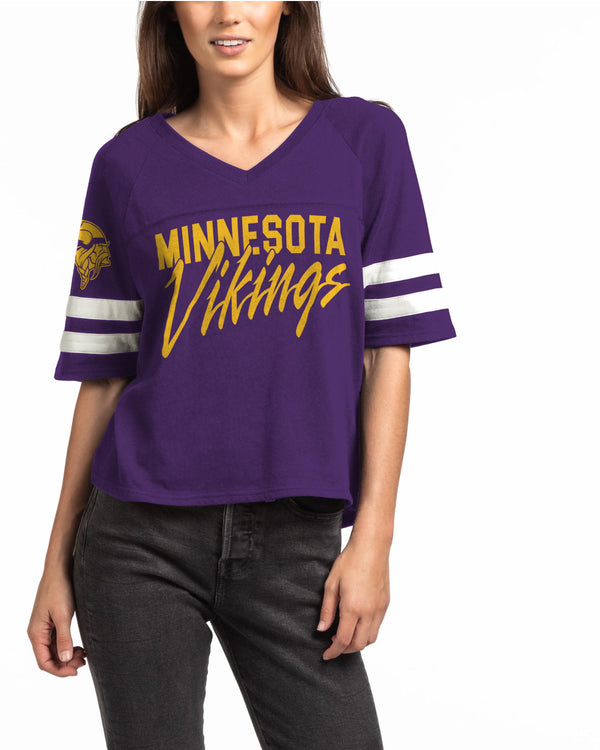 junk food clothing Women's Vikings Vneck Tee PURPLE