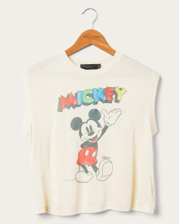 junk food clothing Women's Waving Mickey Vintage Tissue Tank Birch
