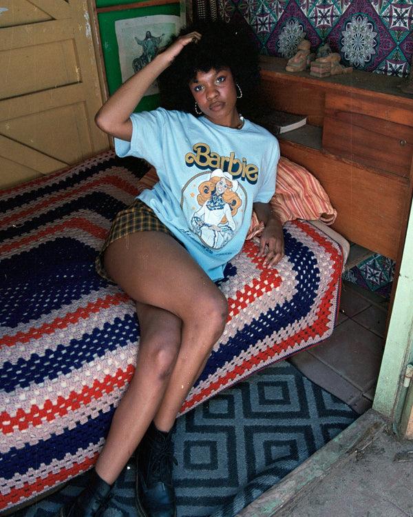 Junk Food Clothing Women's What Would Barbie Do Flea Market Tee Light Blue