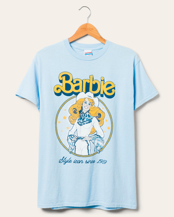 junk food clothing Women's What Would Barbie Do Flea Market Tee Light Blue