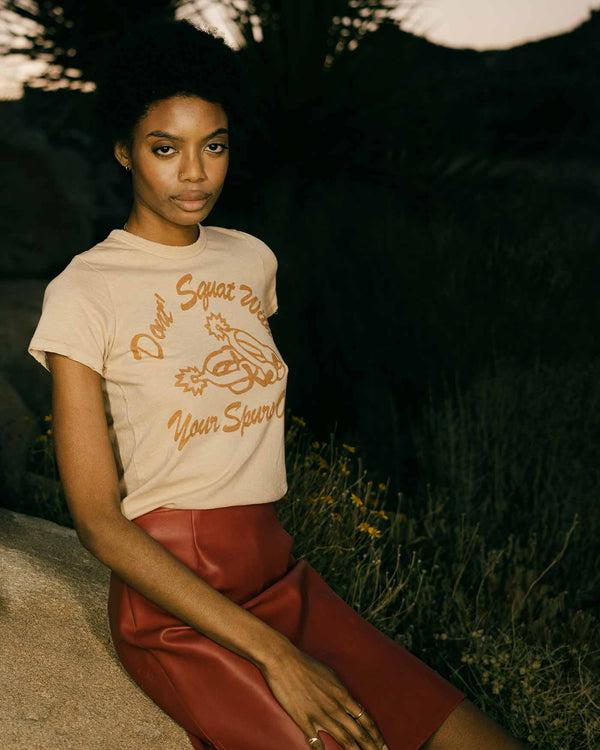 Junk Food Clothing Women's With Your Spurs On Original Tee Camel
