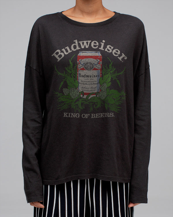 Junk Food Clothing WOMENS BUDWEISER LONG SLEEVE VINTAGE BLACK