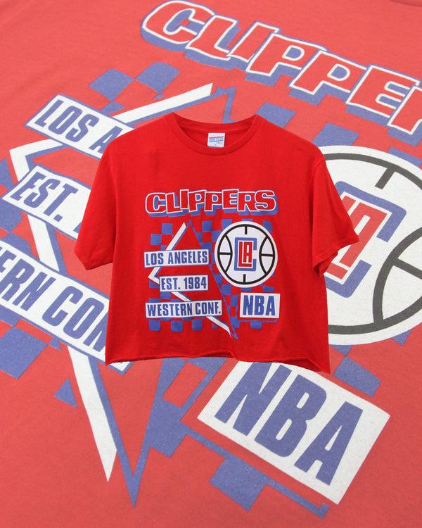 junk food clothing WOMENS CLIPPERS HALF COURT CROP TEE RED