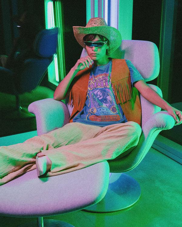 Junk Food Clothing Womens Janis Joplin Vintage Tee Blue Indigo