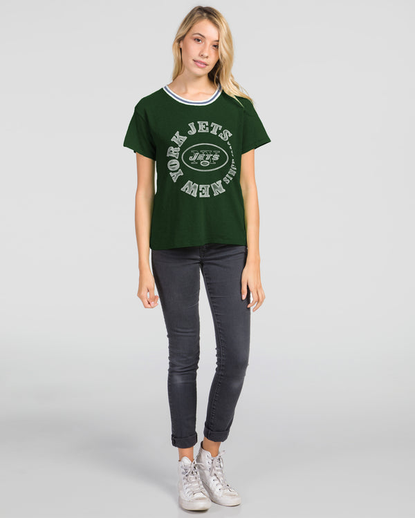 junk food clothing Womens Jets Kickoff Crew HUNTER GREEN