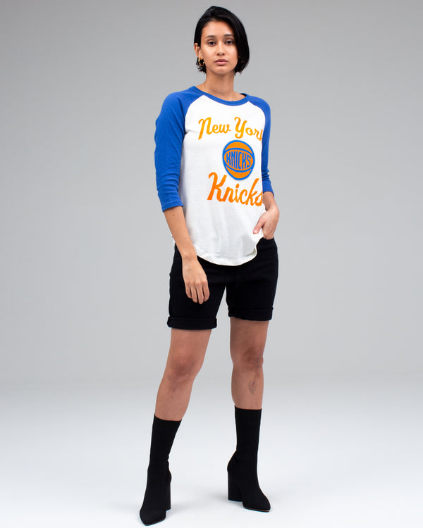 junk food clothing WOMENS KNICKS RAGLAN SUGAR / LIBERTY