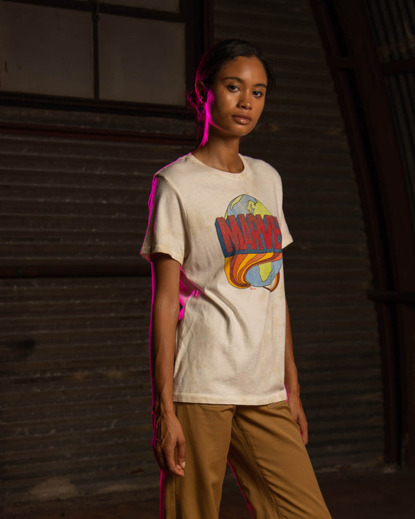 Junk Food Clothing WOMENS MARVEL GLOBE LOGO TEE TIE DYE