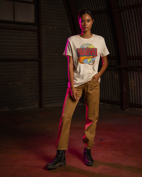 Junk Food Clothing WOMENS MARVEL GLOBE LOGO TEE TIE DYE