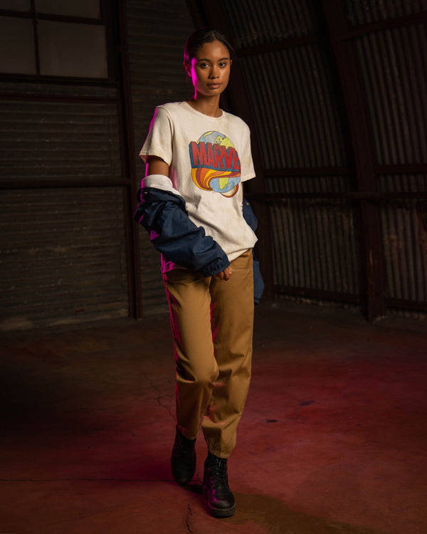 junk food clothing WOMENS MARVEL GLOBE LOGO TEE TIE DYE