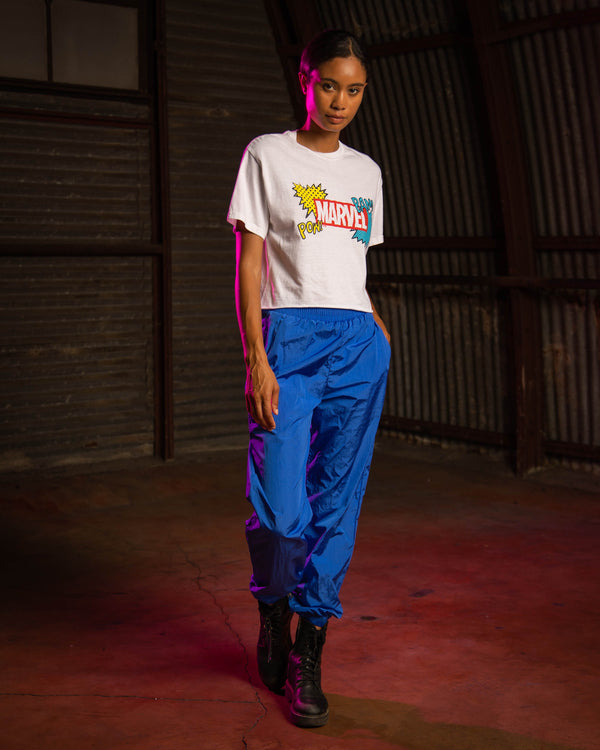 Junk Food Clothing WOMENS MARVEL POP ART LOGO CROP TEE XXS