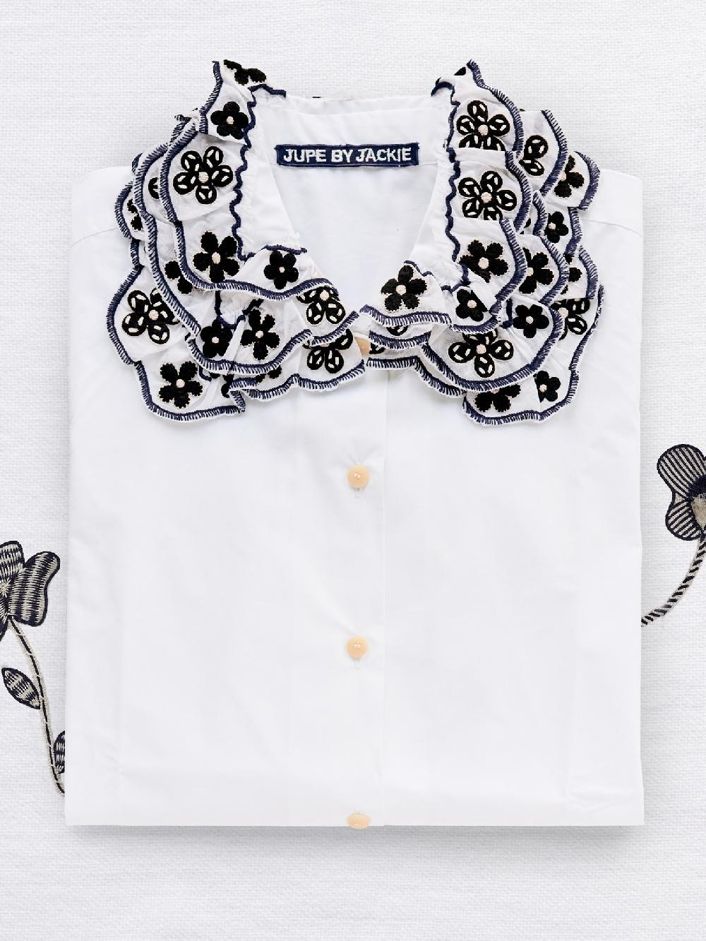 jupe by jackie Adams - (Off) White 100% cotton poplin Tops+Shirts black