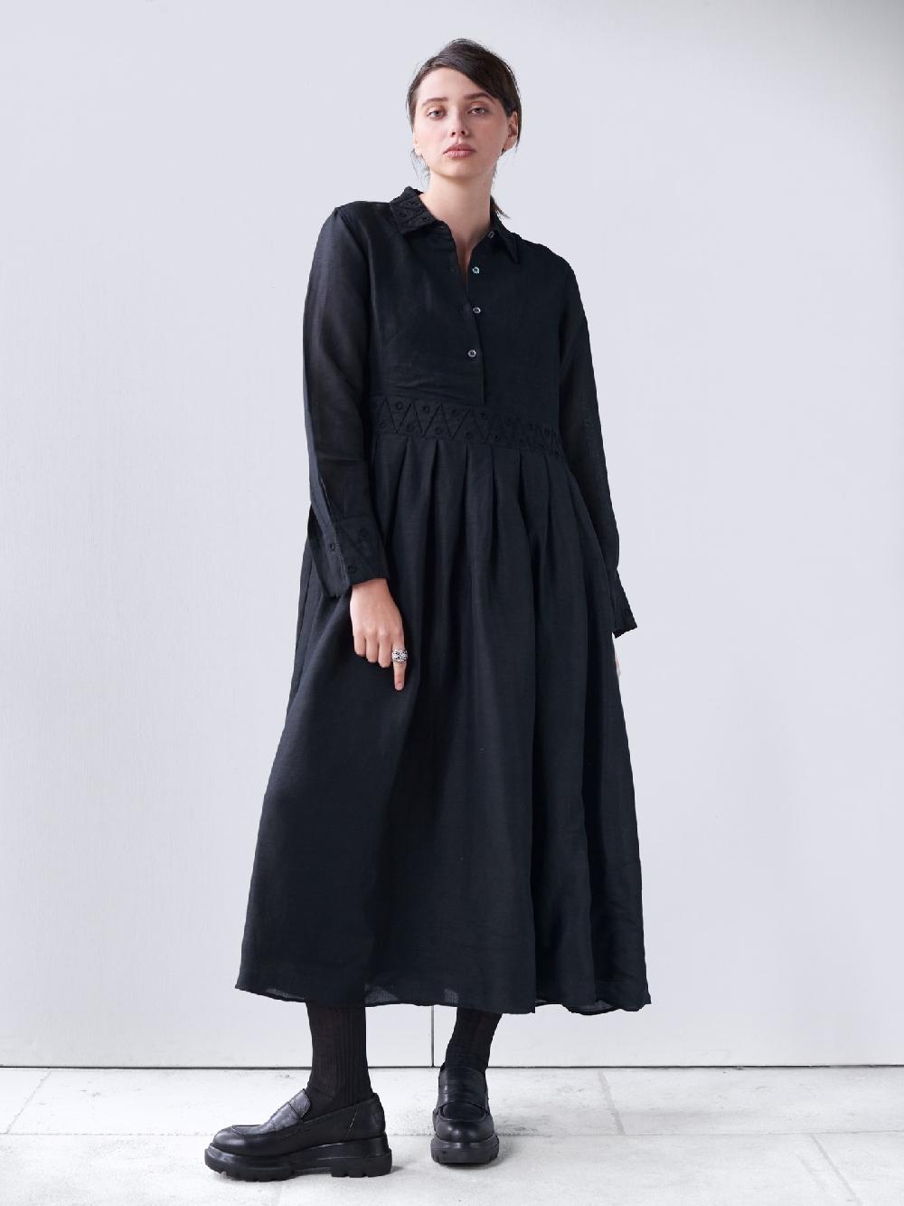 Jupe By Jackie Agrigan Dr - Black Linen Viscose Dresses