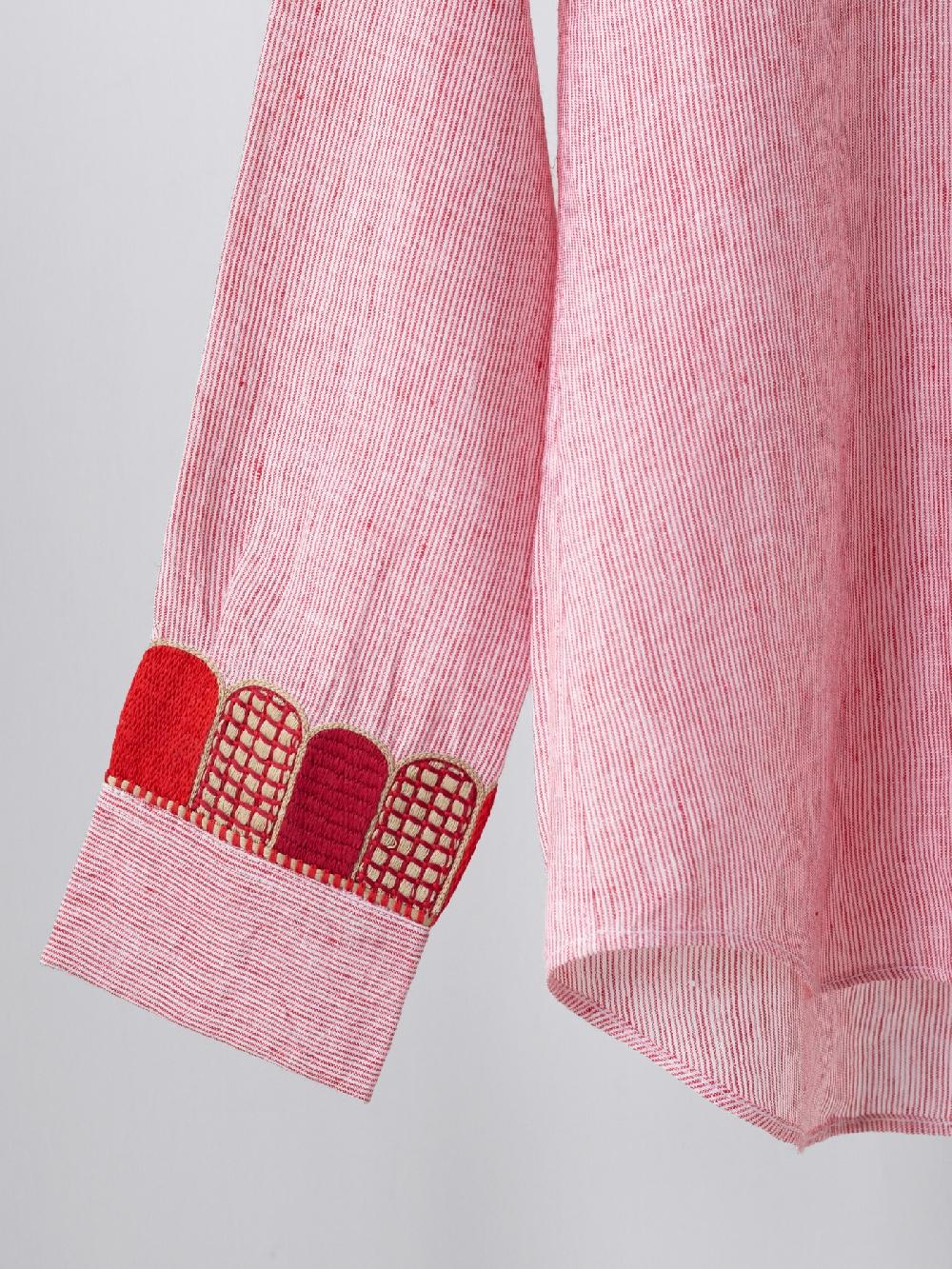 Jupe By Jackie Alexa - Red 100% Linen Round Tops+Shirts