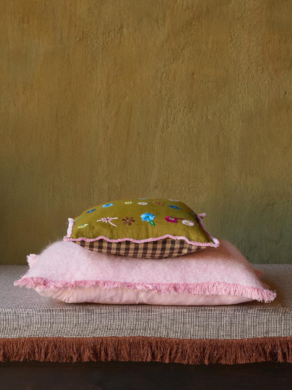 jupe by jackie Andes - Mustard 51% linen 49% cotton Floral pink