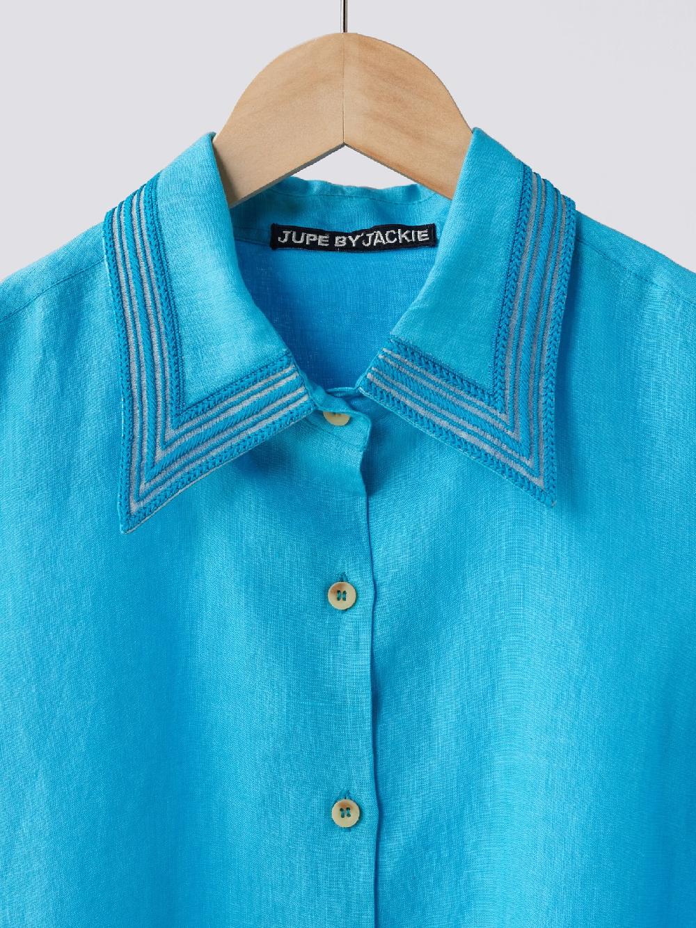 Jupe By Jackie Belluga - Blue 100% Cotton Poplin Tops+Shirts