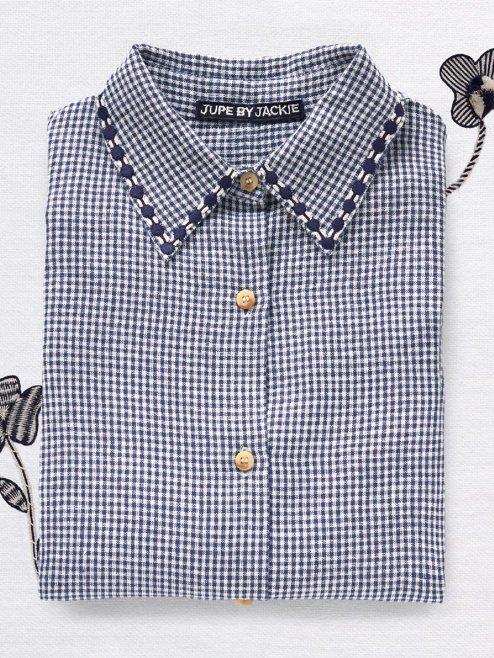 Jupe By Jackie Bergonie - Navy 100% Linen Three Quarter Sleeves Tops+Shirts More