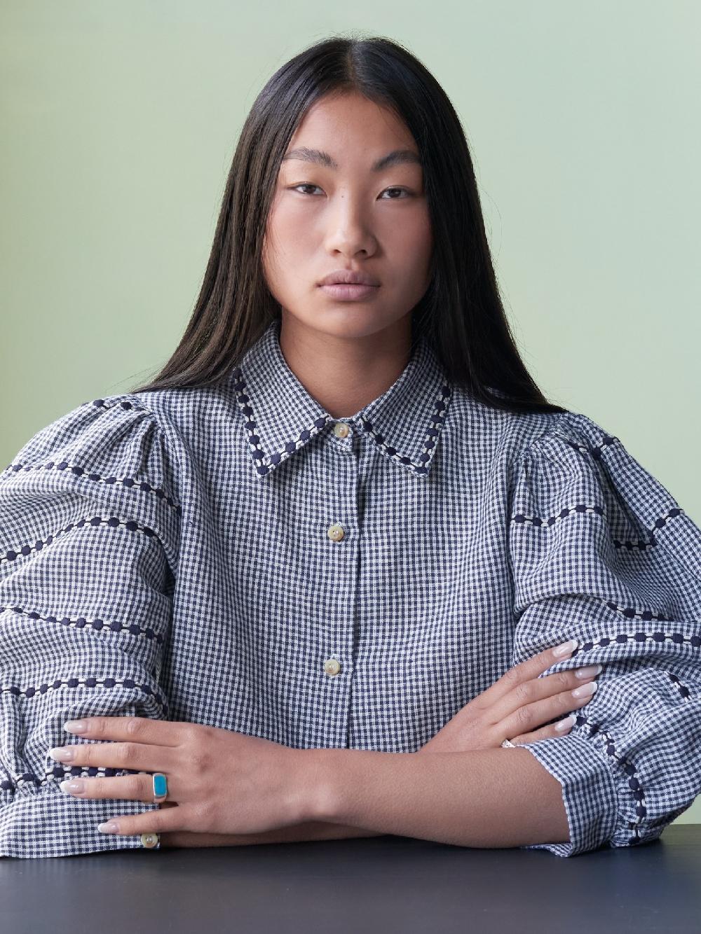 jupe by jackie Bergonie - Navy 100% linen Three quarter sleeves Tops+Shirts More