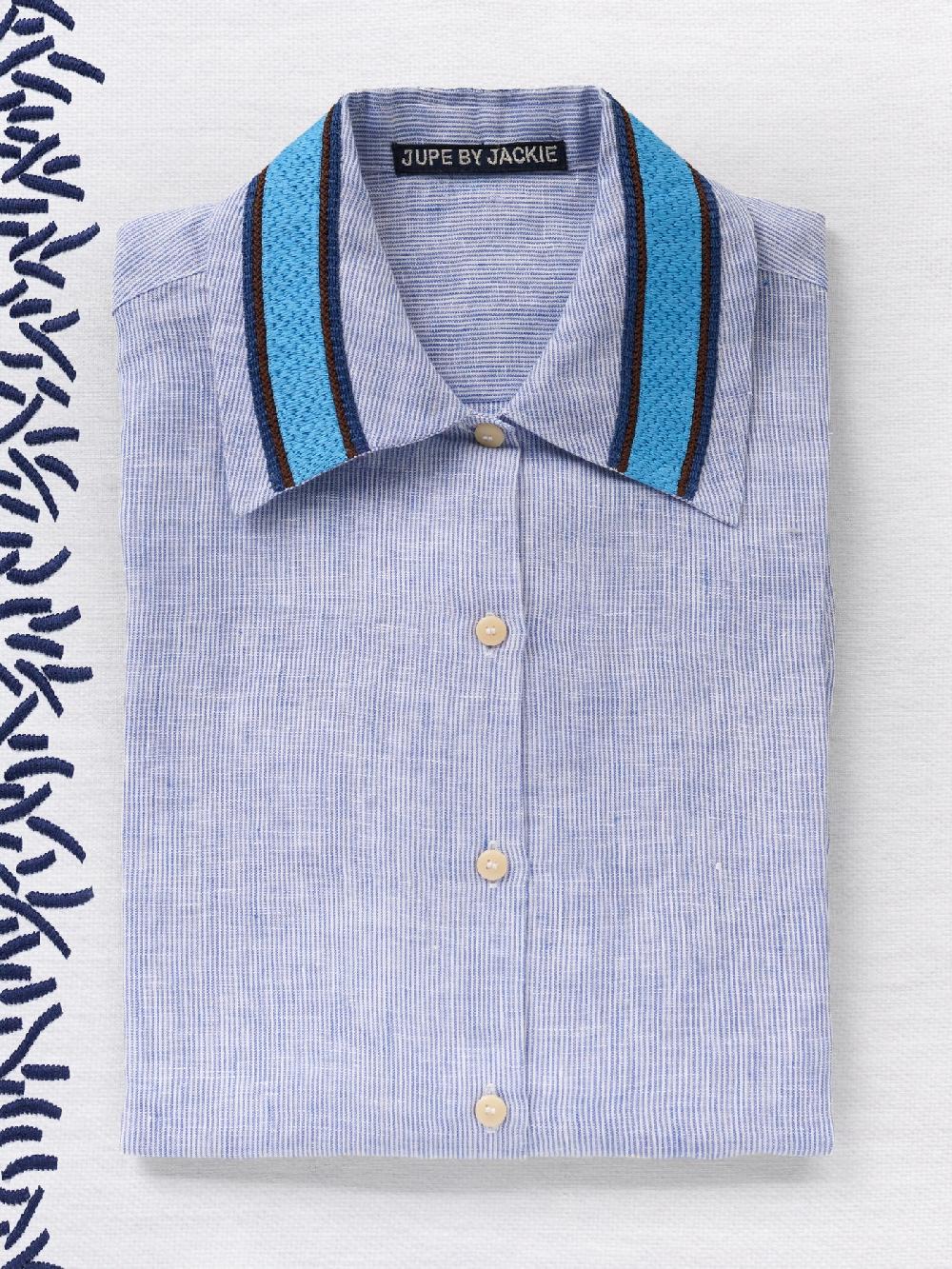 Jupe By Jackie Bluebell - Light Blue 100% Linen Tops+Shirts