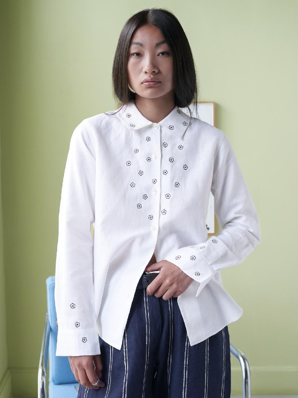 jupe by jackie Brattle - (Off) White cotton linen blend Tops+Shirts