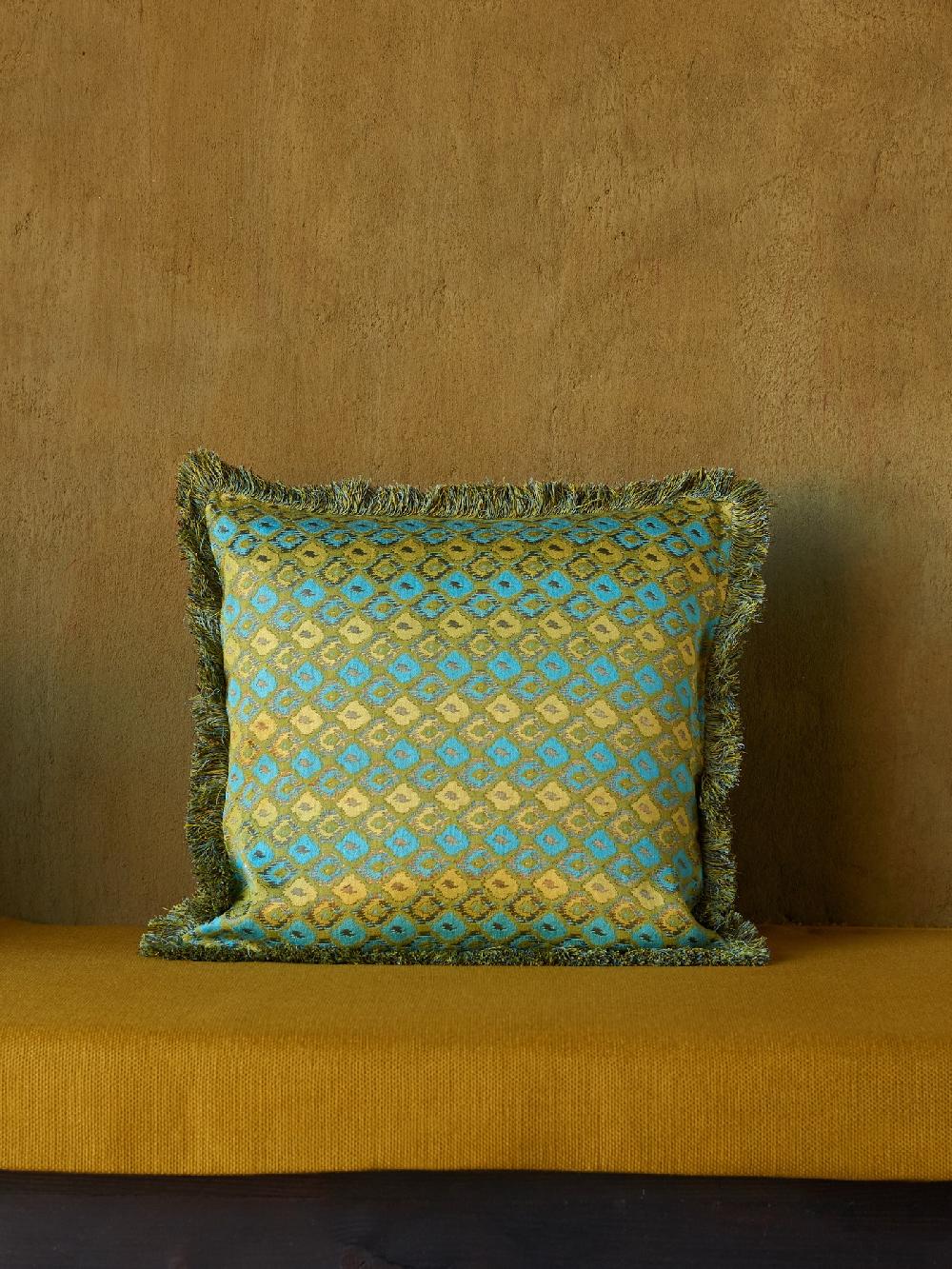 jupe by jackie Carrington - Green 100% cotton Fringe Border Graphic