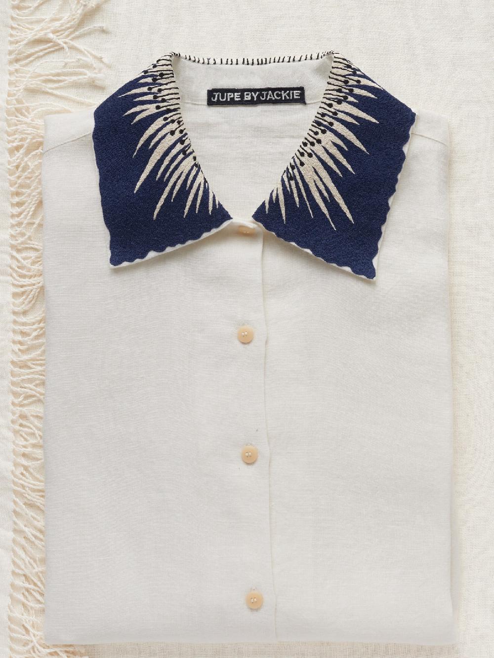 Jupe By Jackie Cestrum - (Off) White 100% Linen Tops+Shirts