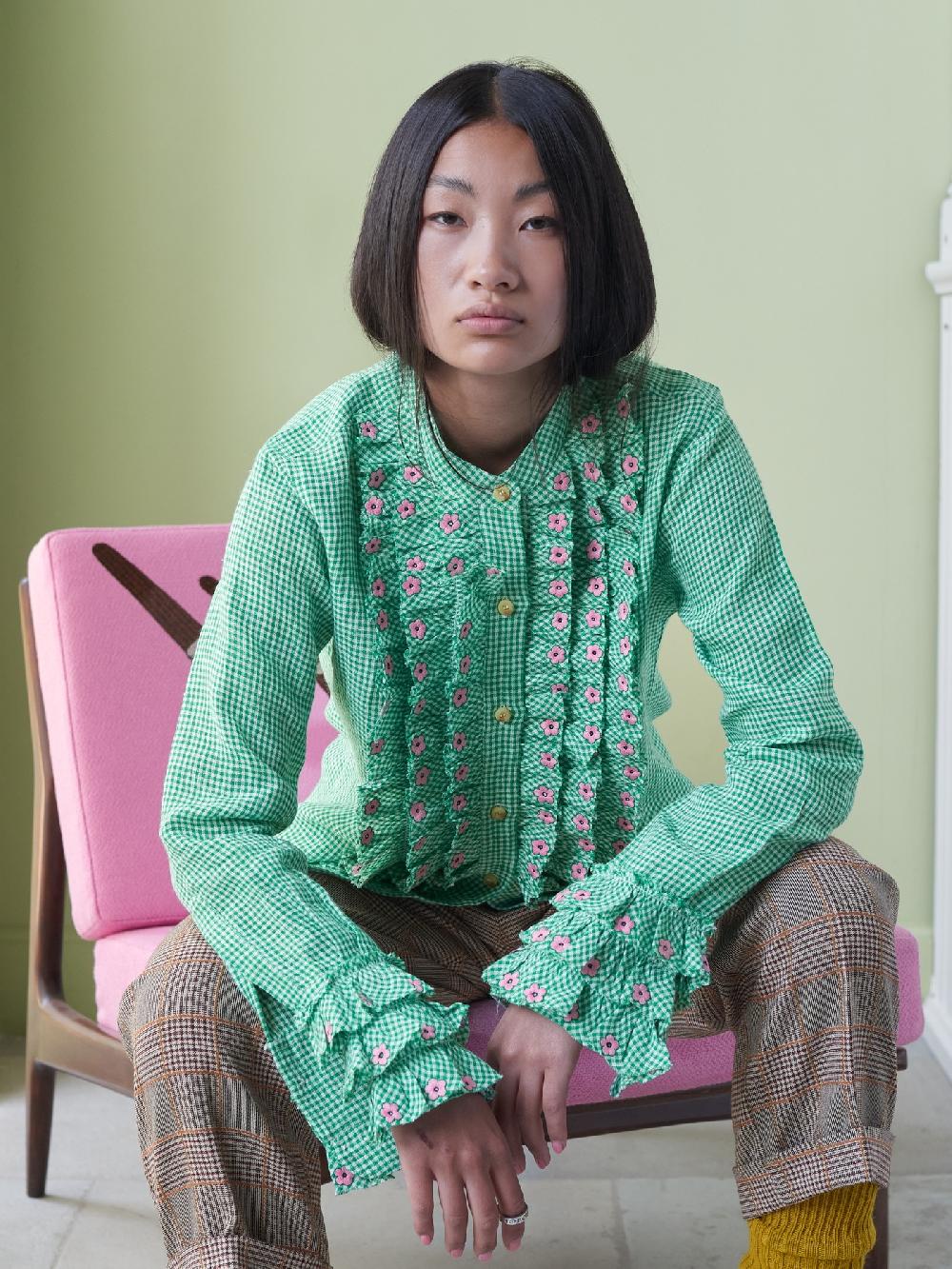 jupe by jackie Chichele - Green 100% linen Tops+Shirts