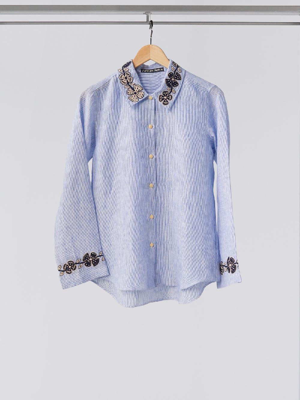 jupe by jackie Codolate - Blue 100% linen Tops+Shirts Less
