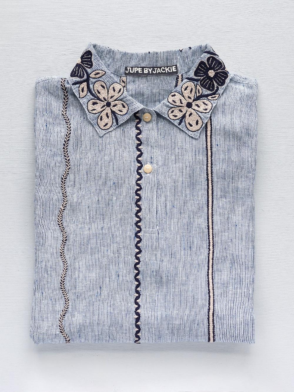 jupe by jackie Codolate - Blue 100% linen Tops+Shirts More