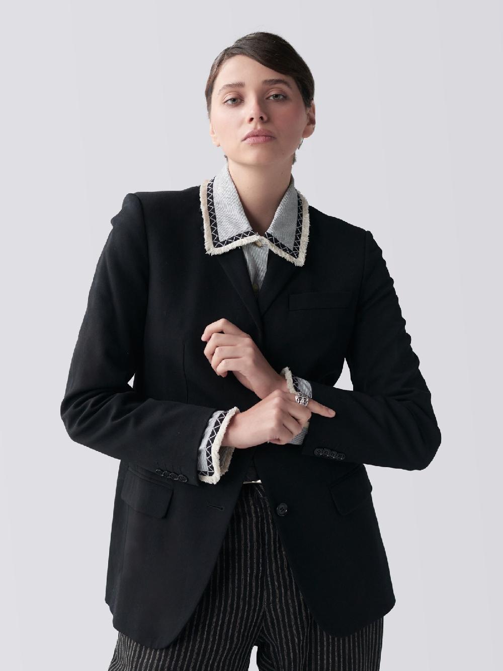 Jupe By Jackie Cota - Black Striped 100% Cotton Tops+Shirts