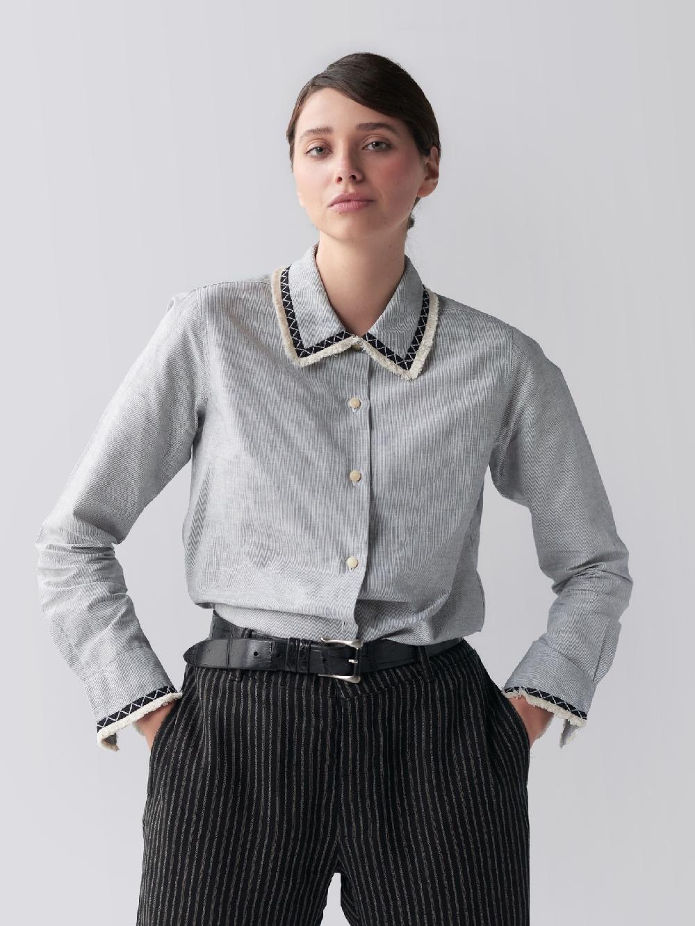 Jupe By Jackie Cota - Black Striped 100% Cotton Tops+Shirts