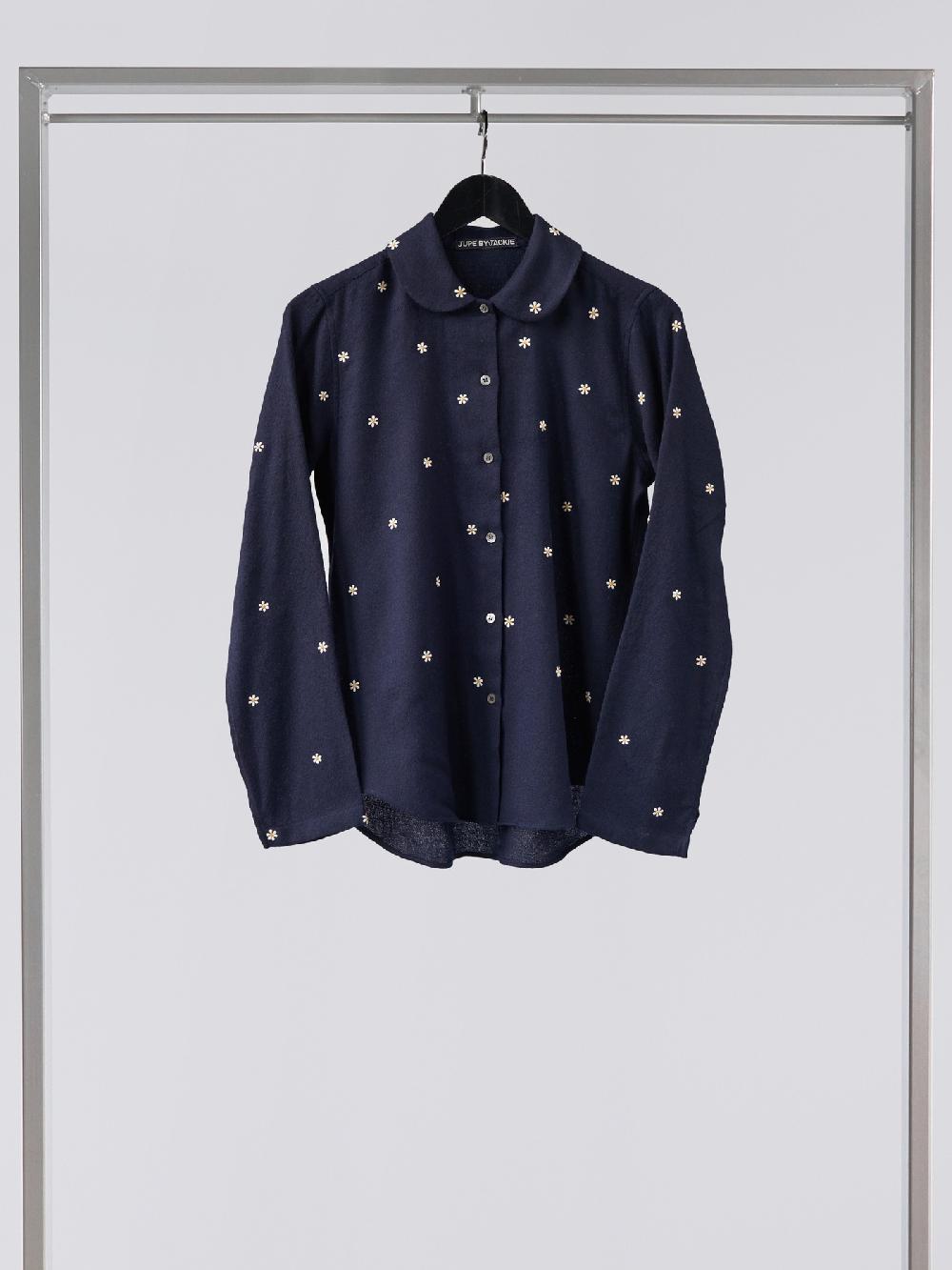 Jupe By Jackie Daisies - Navy 100% Wool Yellow Collar Only