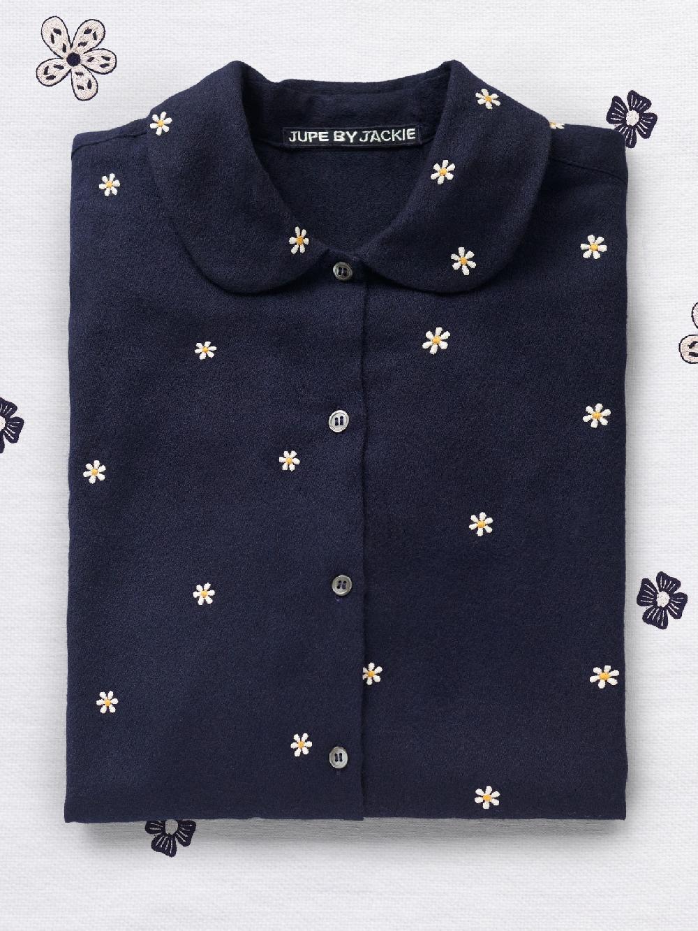 Jupe By Jackie Daisies - Navy 100% Wool Yellow Collar Only
