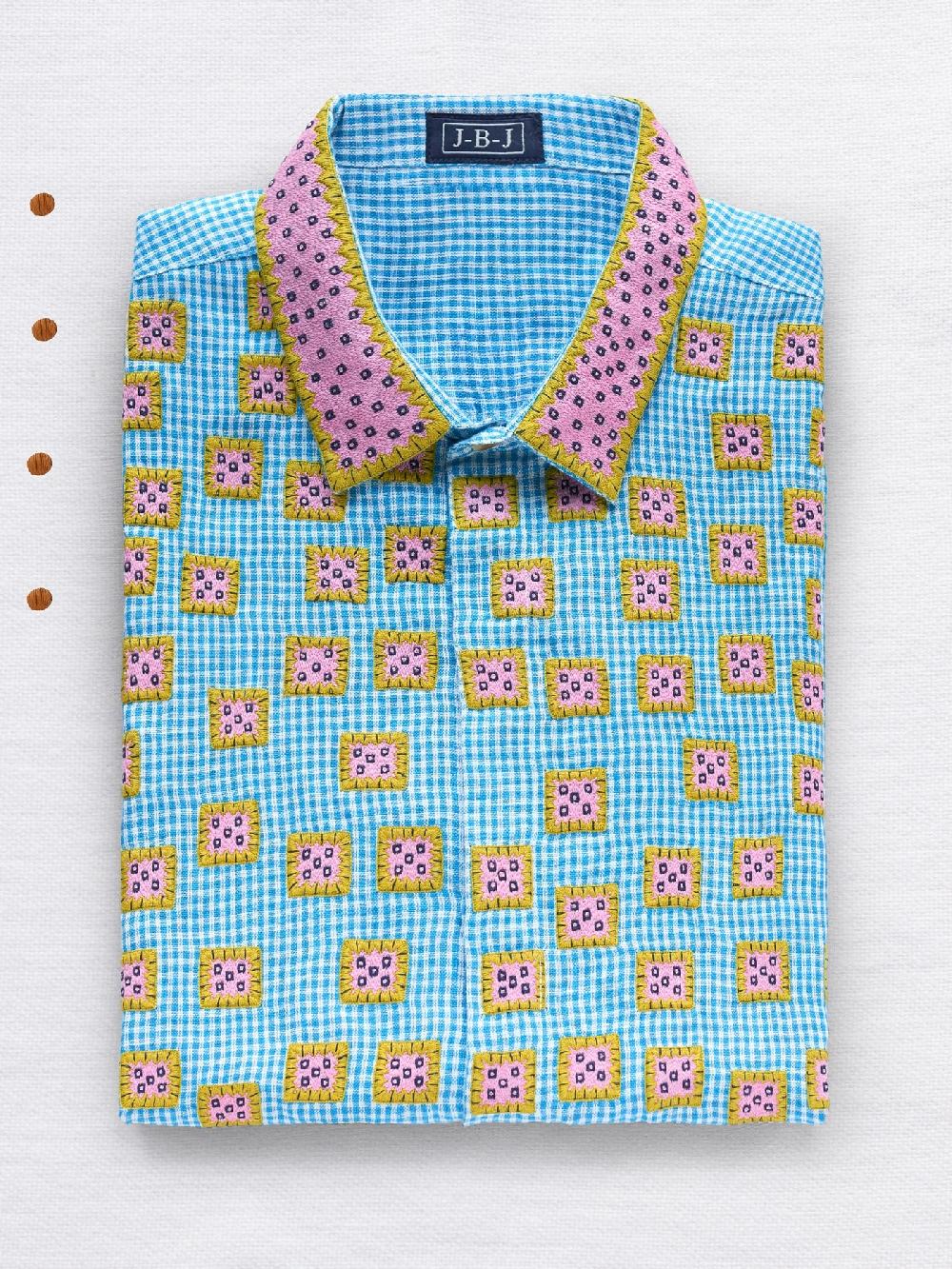 jupe by jackie Delancy - Blue 100% linen Short sleeves