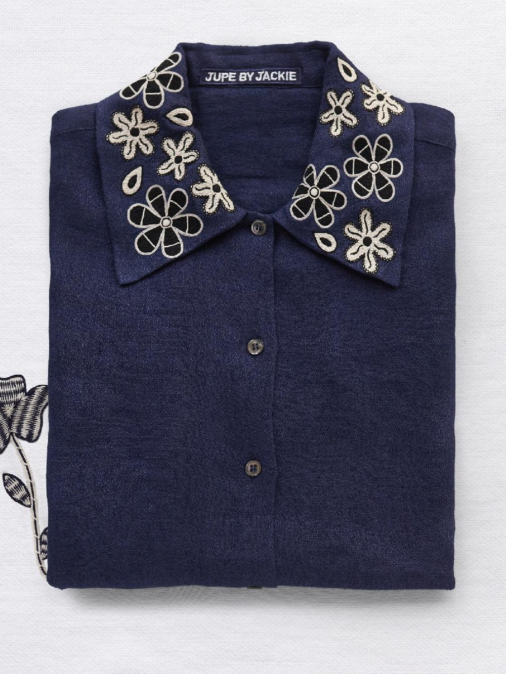 jupe by jackie Dempster Navy - Navy 100% linen Tops+Shirts