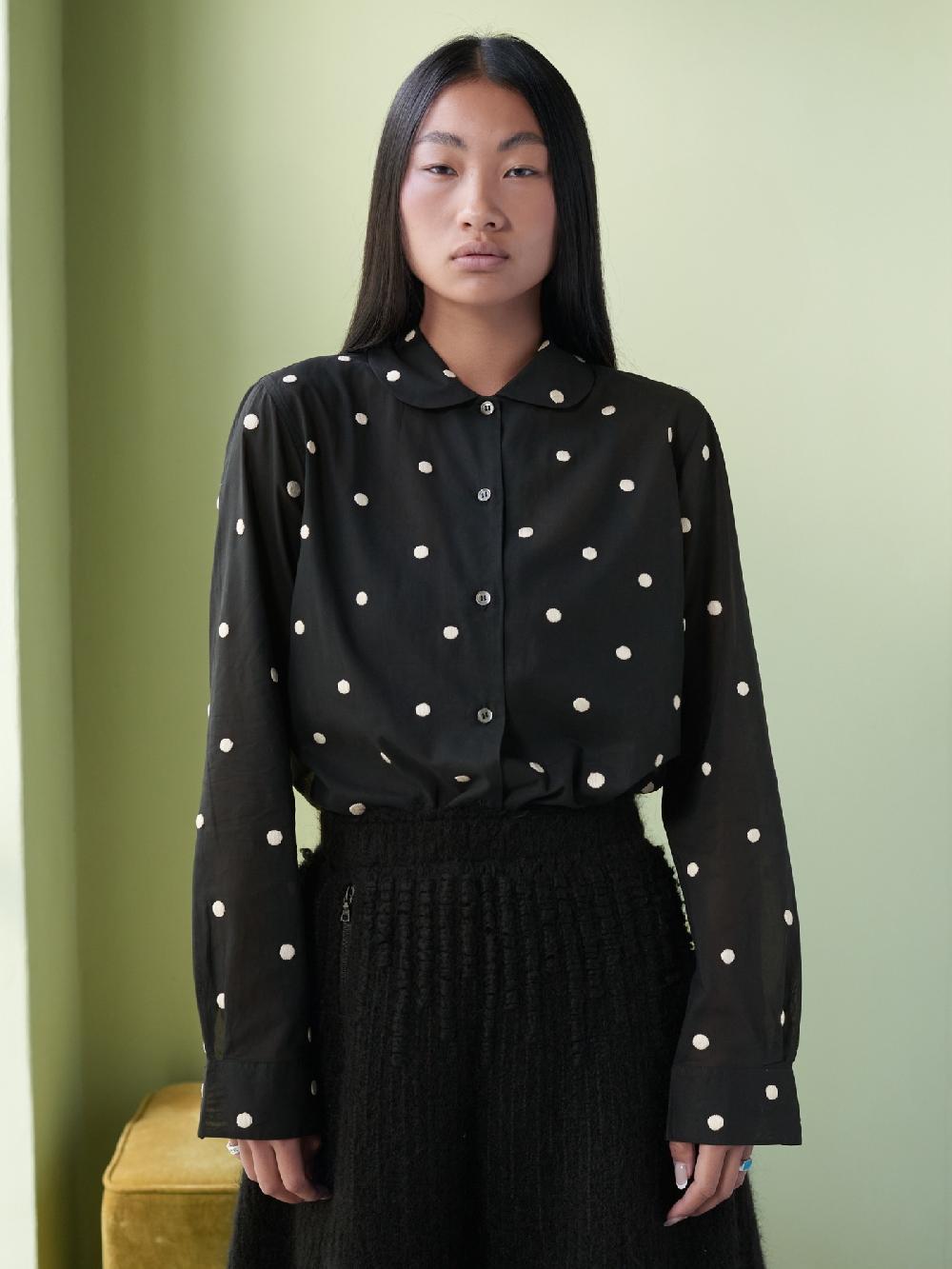 Jupe By Jackie Dots III - Black 100% Swiss Cotton Voile Tops+Shirts