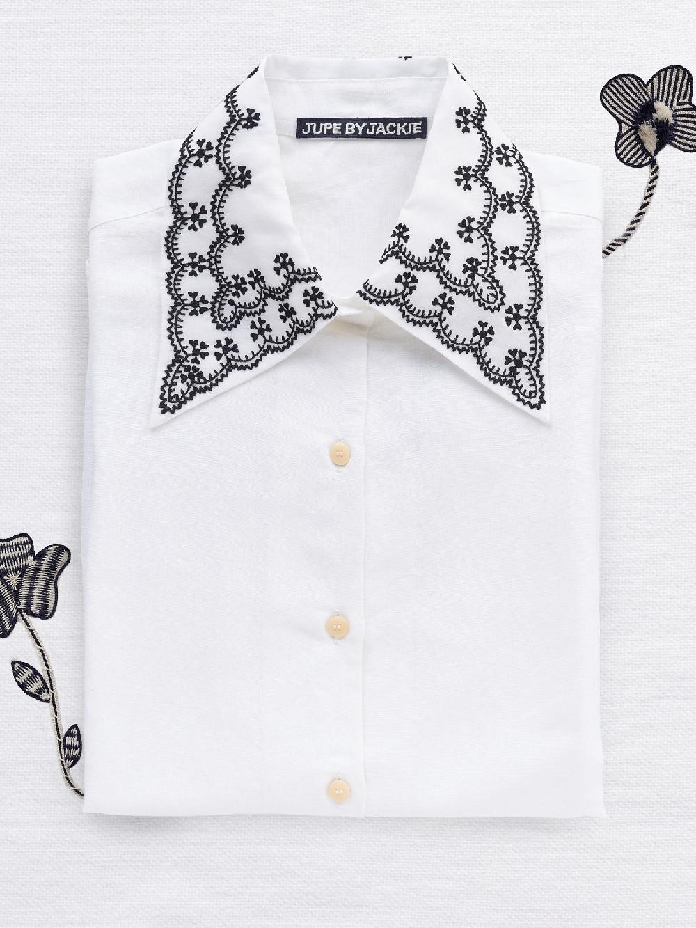 Jupe By Jackie Duchesse - (Off) White Cotton Linen Blend Tops+Shirts Collar And Cuffs