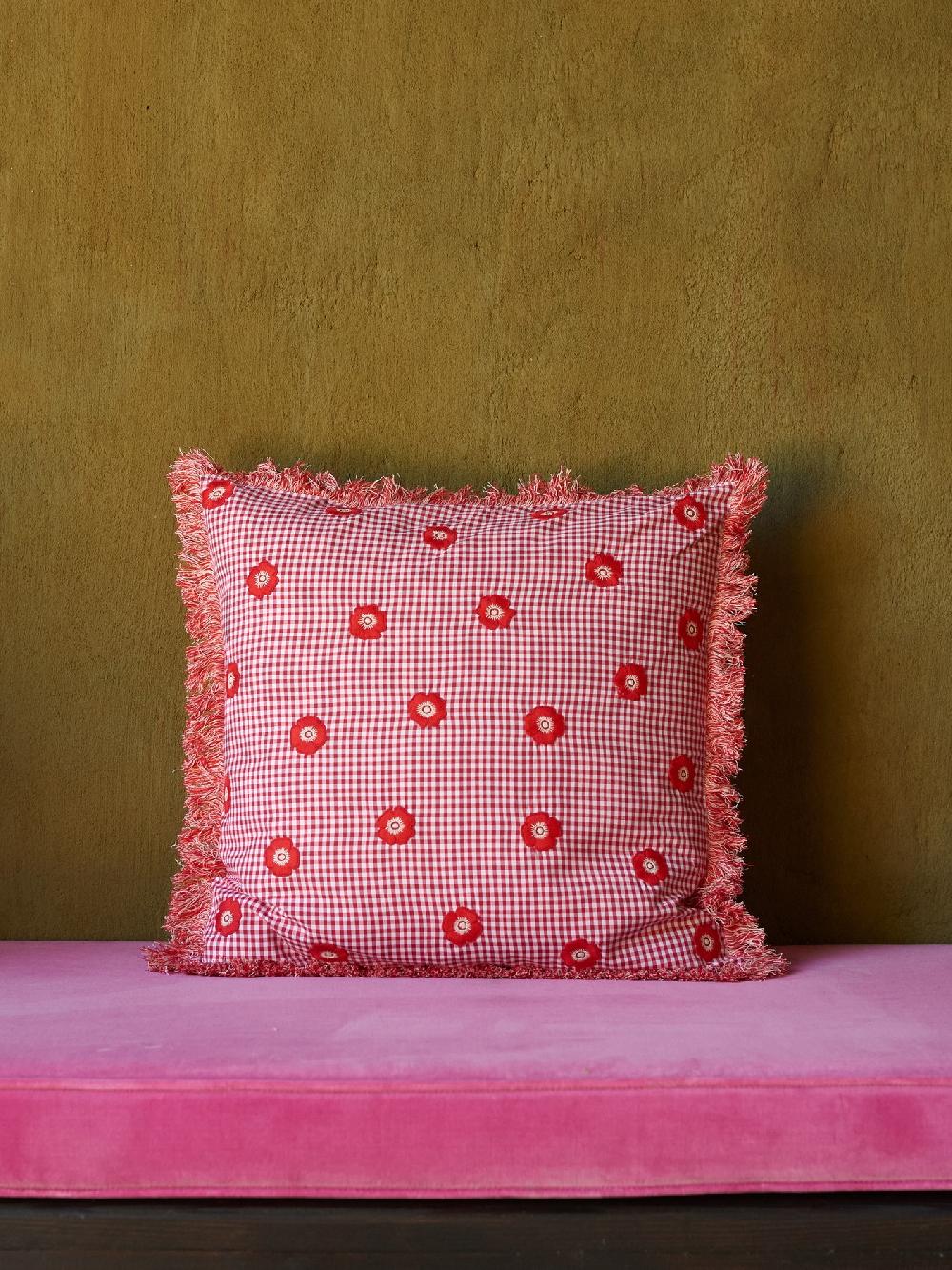 jupe by jackie Emmici Red - Red 100% linen Fringe Border Floral