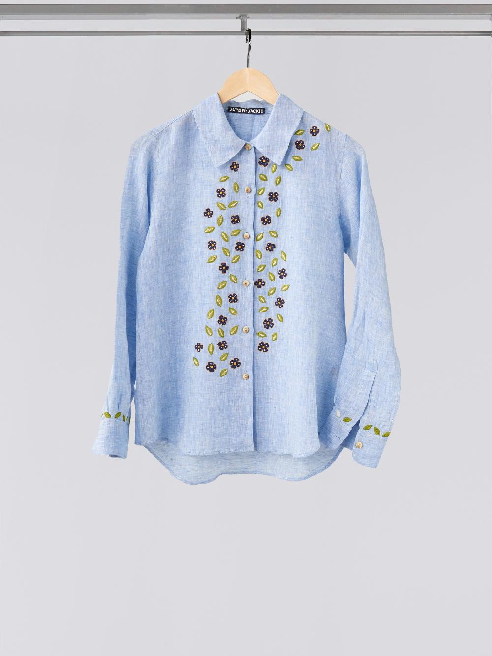 Jupe By Jackie Eumetra - Light Blue 100% Linen Tops+Shirts